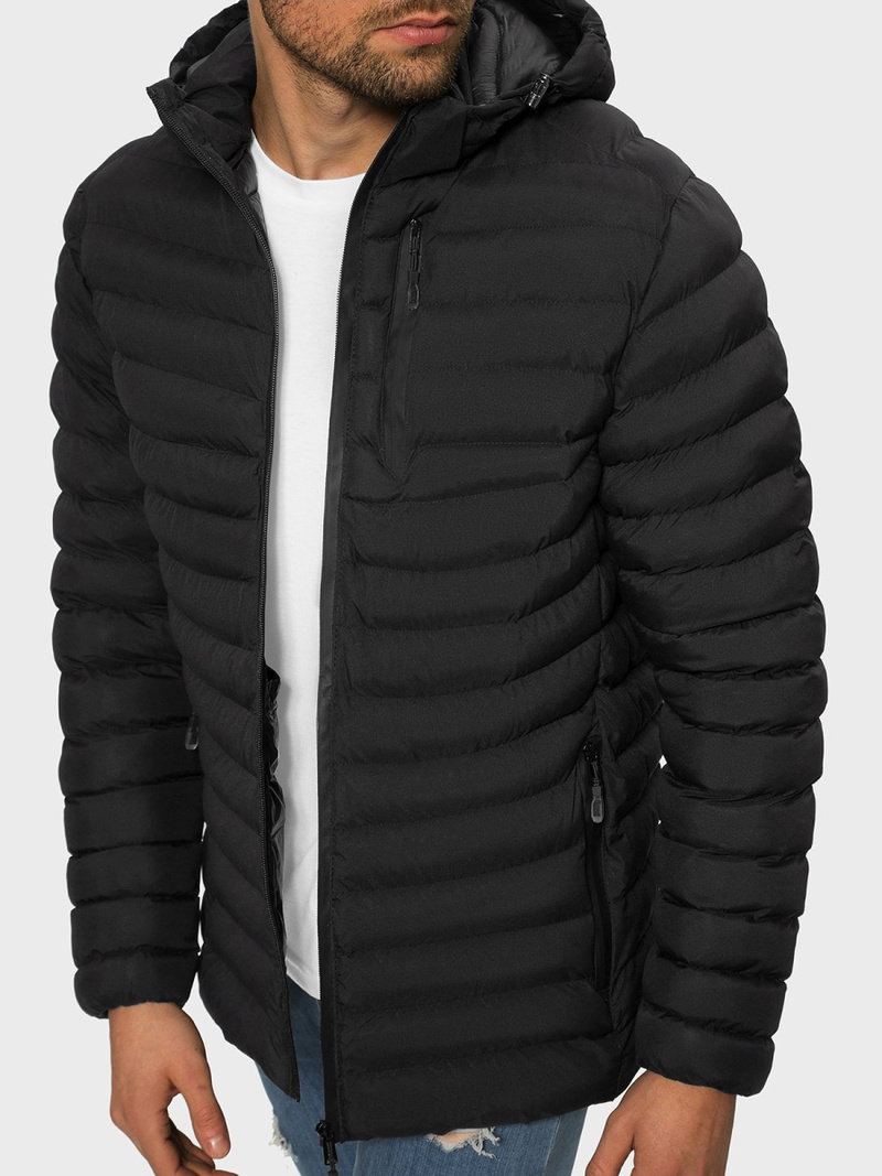 Kurtka zimowa męska pikowana czarna OZONEE JS/M13057/392