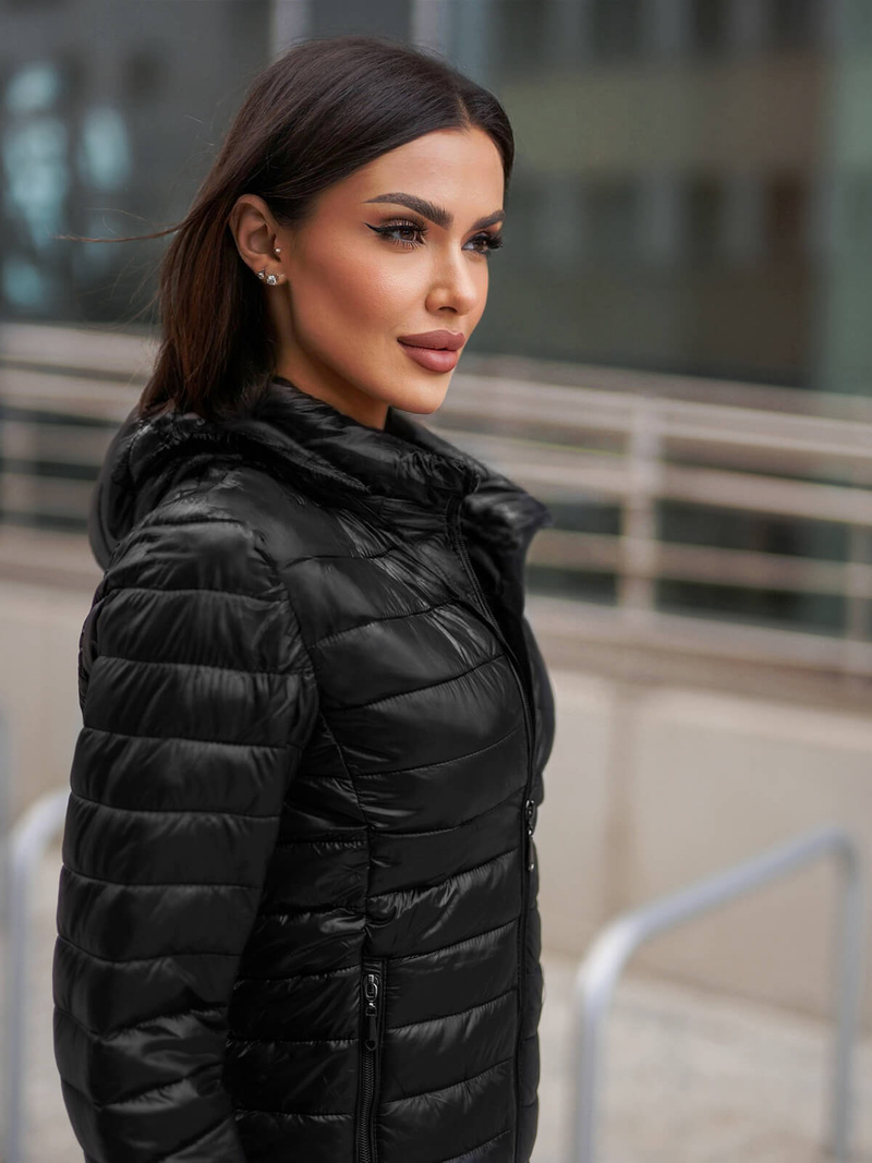 Kurtka damska pikowana czarna OZONEE JS/16M9102/392