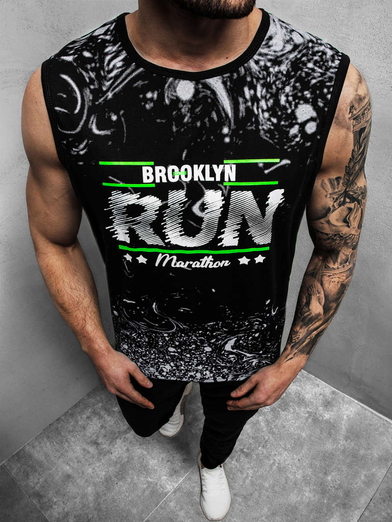 T-Shirt bez rękawów męski czarny OZONEE JS/KS2075Z