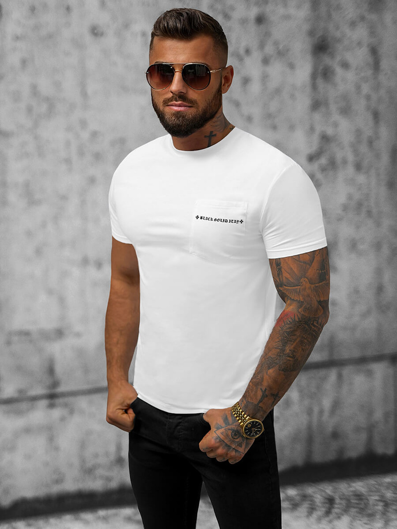 T-shirt męski slim fit biały OZONEE NB/MT3044
