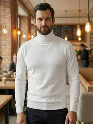 Sweter męski golf biały OZONEE JS/59B3603/1