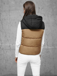 Kamizelka damska pikowana camelowa OZONEE JS/16M9112/84