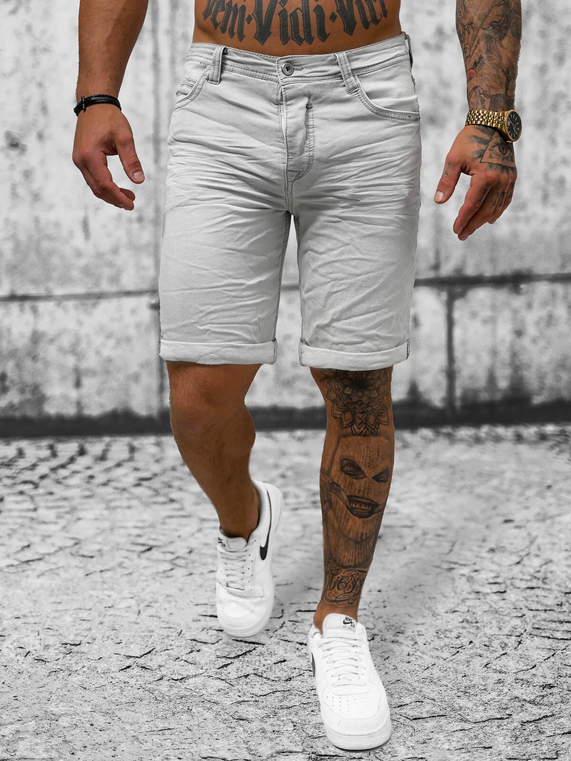 Чоловічі джинсові шорти ciрий OZONEE O/23000