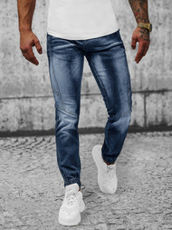 Spodnie jeansowe joggery męskie ciemno-niebieskie OZONEE NB/MP0115BS