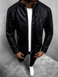 Чоловіча шкіряна куртка Чорна OZONEE YD/BF5916309Z