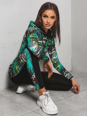 Komplet sportowy dwuczęściowy damski czarno-zielony OZONEE O/MS014Z