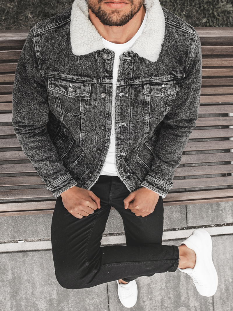 Куртка чоловіча джинсова Чорна OZONEE JB/JP1160Z