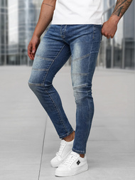 Spodnie jeansowe męskie slim fit ciemno-niebieskie OZONEE NB/MP0082BS