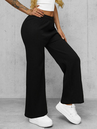 Spodnie damskie z szeroką nogawką czarne OZONEE JS/92K526/3