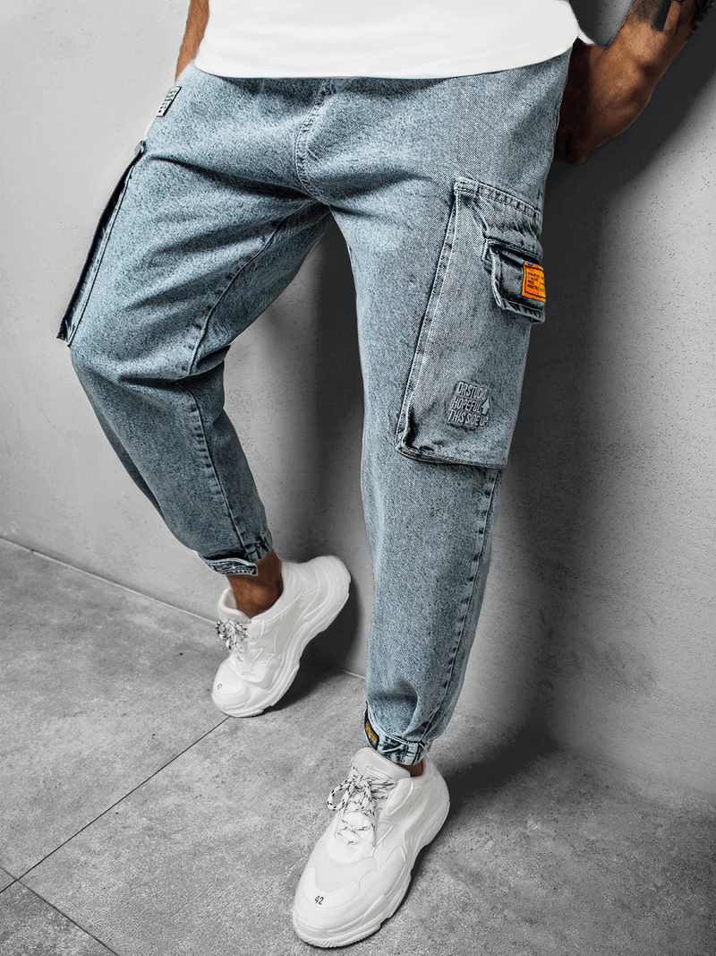 Spodnie męskie jogger jasno-niebieskie OZONEE O/6013