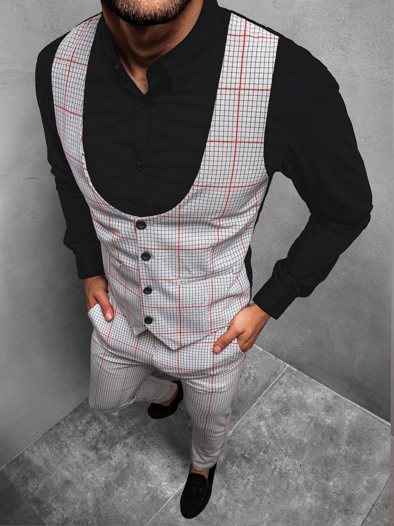 Komplet męski - kamizelka I spodnie chino szary OZONEE DJ/5597