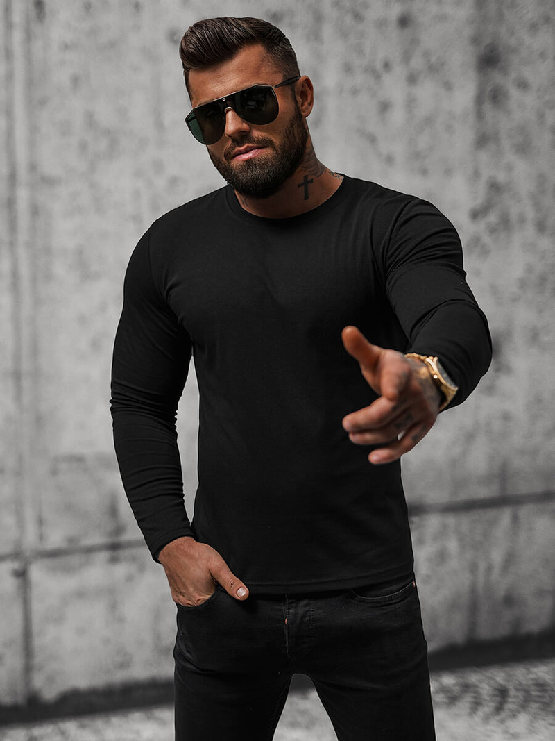 Longsleeve męski czarny OZONEE O/B260