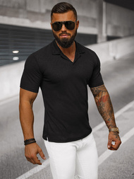 Koszulka męska polo czarna OZONEE O/L1454