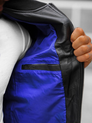 Kurtka skórzana męska bomberka czarna OZONEE O/3A63