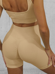 Komplet sportowy dwuczęściowy damski beżowy OZONEE O/SY2324