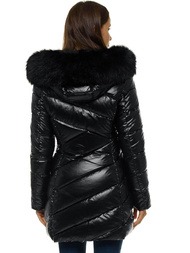 Kurtka zimowa damska parka z futerkiem czarna OZONEE O/DK026/1