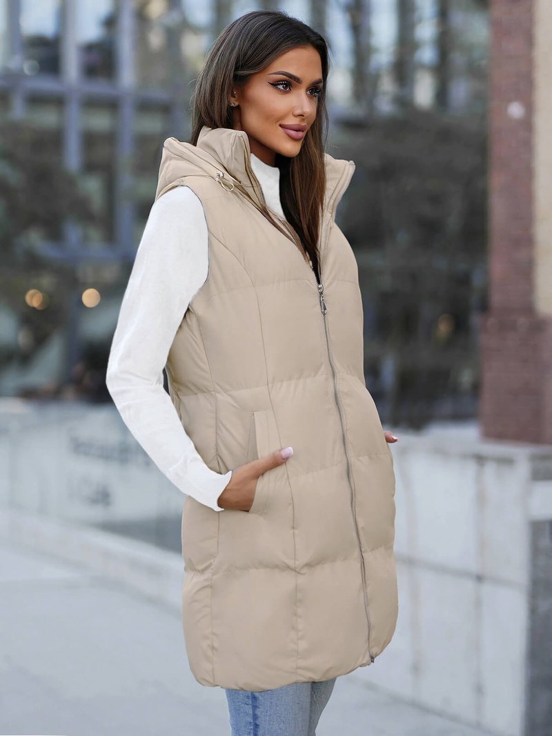 Стьобаний жіночий жилет Бежева OZONEE JS/M721/62Z