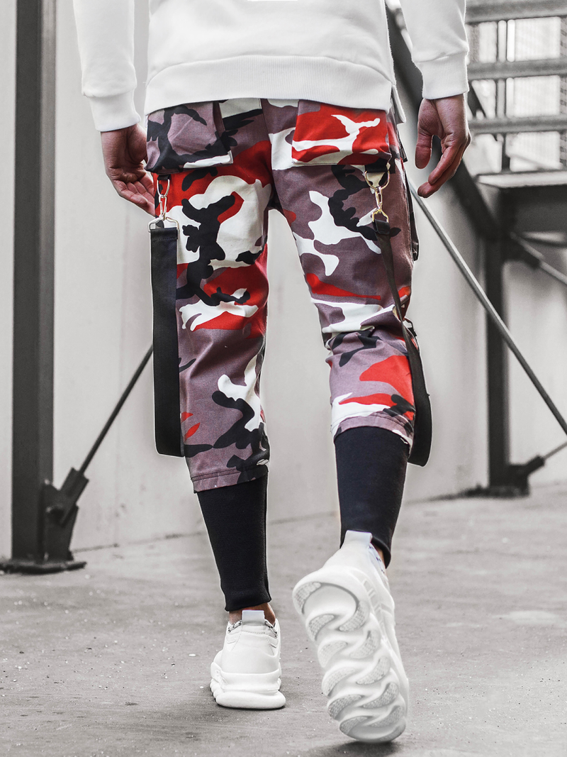 Штани чоловічі джоггери бордово-бежеві OZONEE G/11133