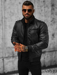 Kurtka skórzana męska czarna OZONEE O/8907