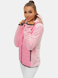 Kurtka damska rozpinana z kapturem różowa OZONEE JS/KSW7001