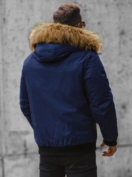 Kurtka zimowa męska z futerkiem granatowa OZONEE JS/M2019/215