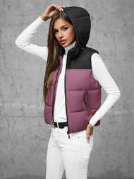 Kamizelka damska pikowana ciemno-różowa OZONEE JS/16M9112/53