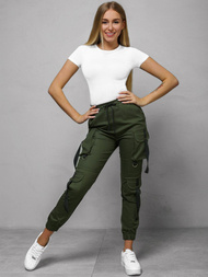 Spodnie damskie chino joggery khaki OZONEE O/8054