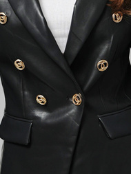 Жіноча шкіряна куртка Чорна OZONEE JS/11Z8120