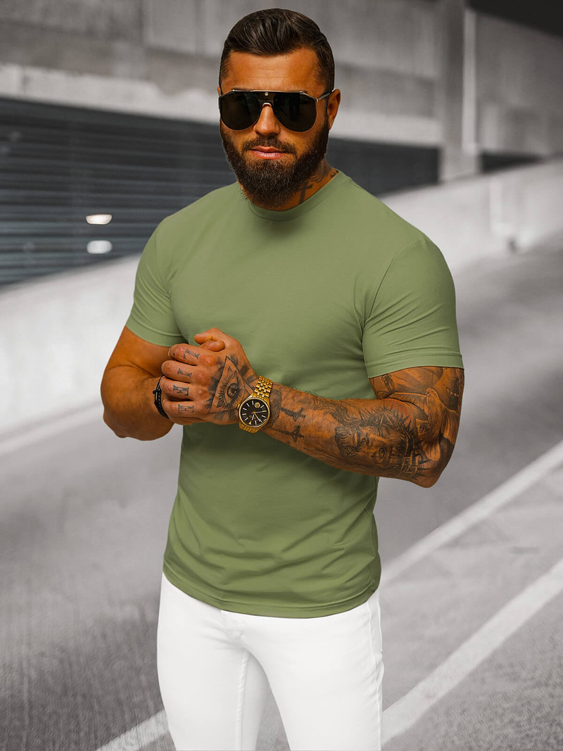 T-shirt męski slim fit khaki OZONEE NB/MT3001