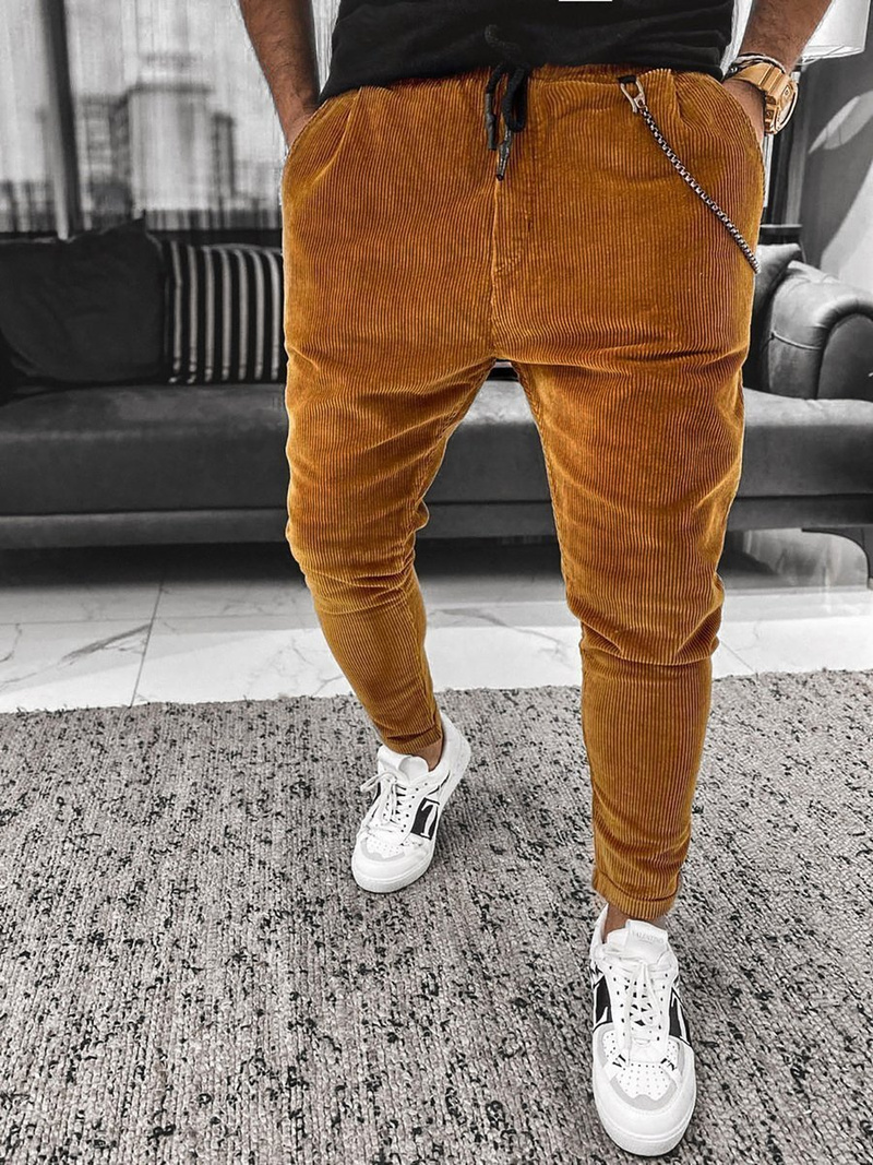 Spodnie męskie sztruksowe camelowe OZONEE DR/K95/3Z