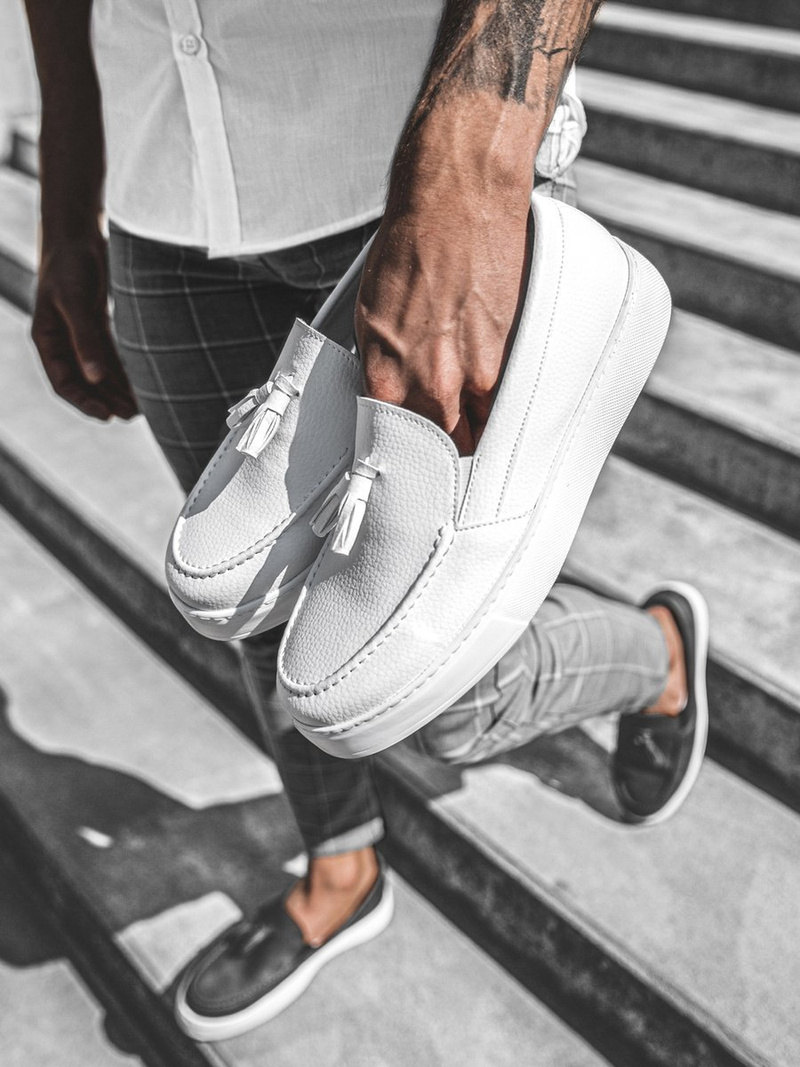 Buty męskie slip on białe o/kn717