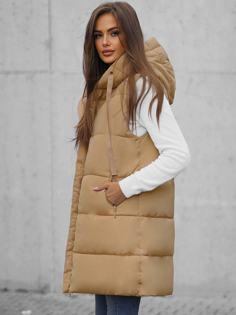 Стьобаний жіночий жилет Бежева OZONEE O/81266Z