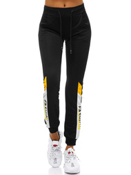 Spodnie dresowe damskie czarno-żółte OZONEE O/82286