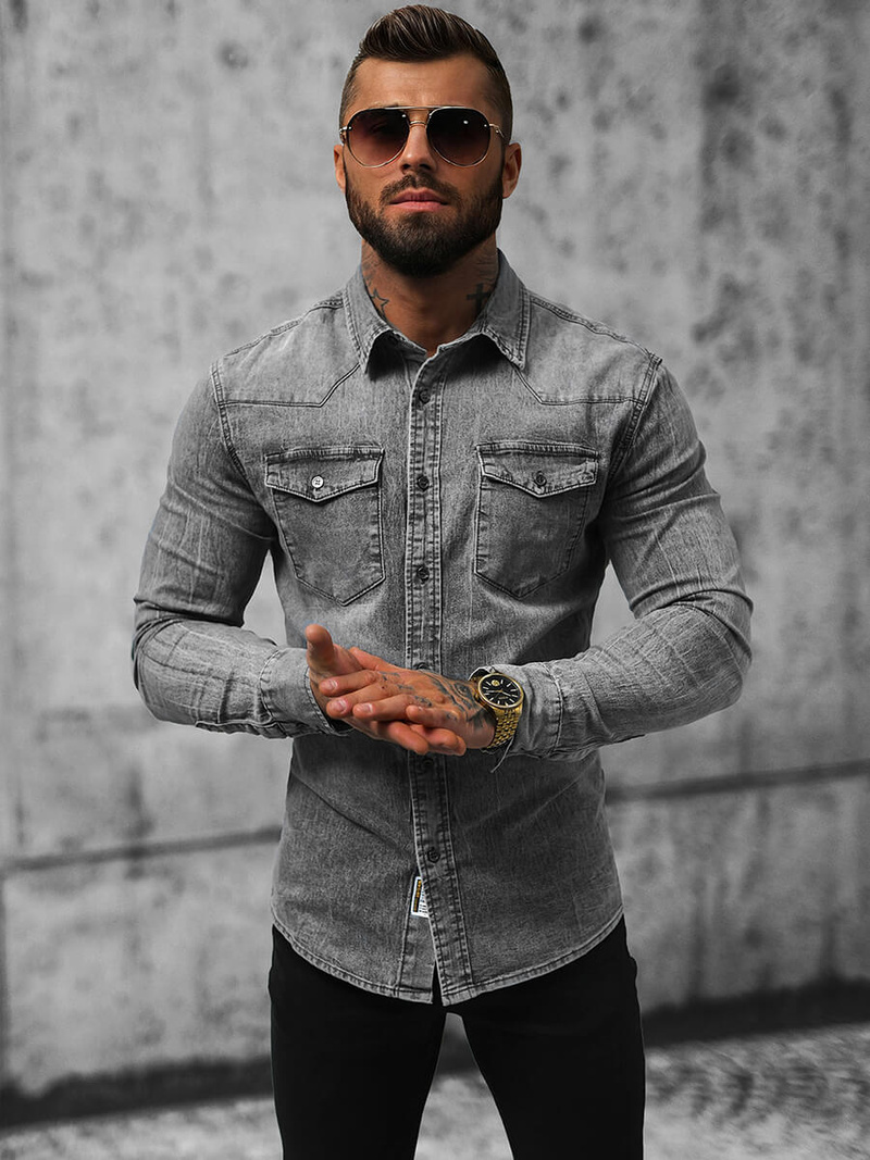 Чоловіча джинсова сорочка ciра OZONEE NB/MC710G