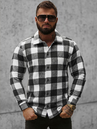 Koszula flanelowa męska czarno-biała OZONEE O/L0149