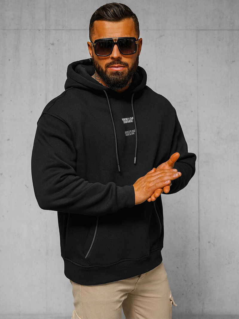 Bluza z kapturem oversize czarna OZONEE O/SWE23013Z