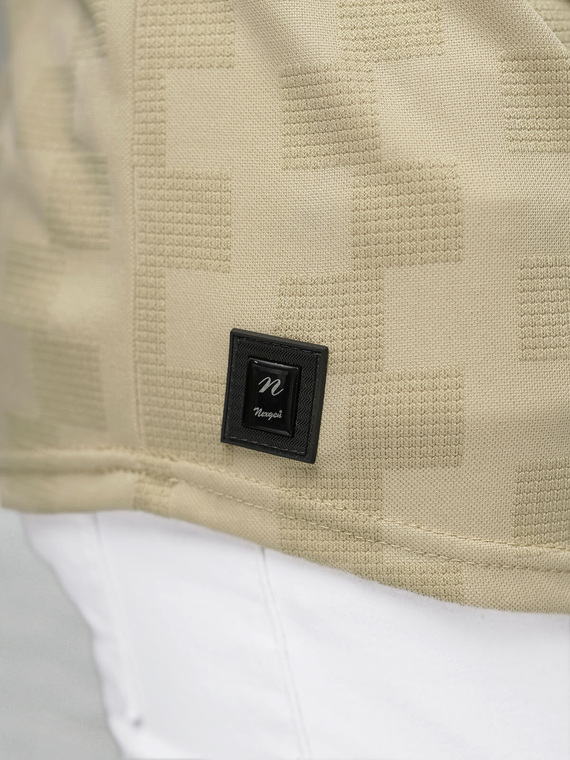 T-shirt męski slim fit beżowy OZONEE O/QS11621