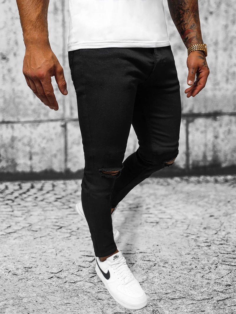 Spodnie jeansowe męskie czarne OZONEE E/5391/02