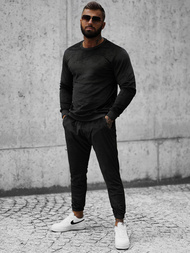 Komplet dresowy męski welurowy czarny OZONEE O/12138