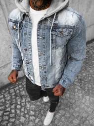 Kurtka męska jeansowa jasno-niebieska OZONEE NB/MJ505BCZ