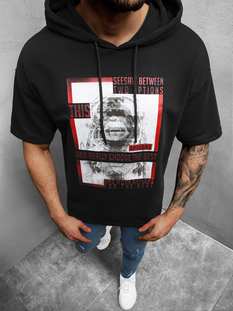 Bluza z kapturem męska czarna OZONEE B/20402010Z