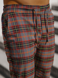 Spodnie męskie chino joggery w kratę kolorowe OZONEE DJ/2284/22Z