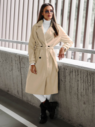 Płaszcz damski skórzany beżowy OZONEE JS/11Z8100