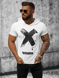 T-shirt męski z kapturem biały OZONEE JS/8T203