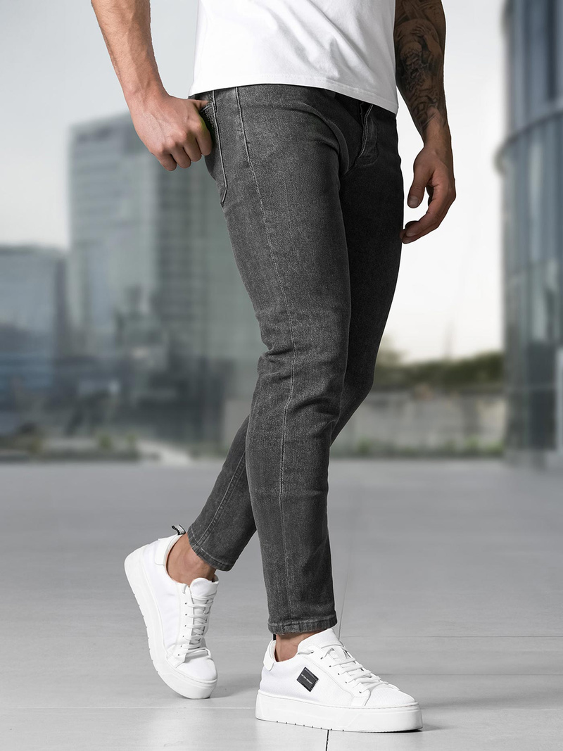 Spodnie jeansowe męskie slim fit grafitowe OZONEE NB/MP0191G