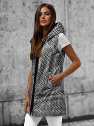 Kamizelka damska dwustronna długa z kapturem granatowa OZONEE JS/16M9066/215