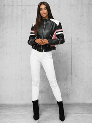 Жіноча шкіряна куртка чорна OZONEE JS/11Z8126Z