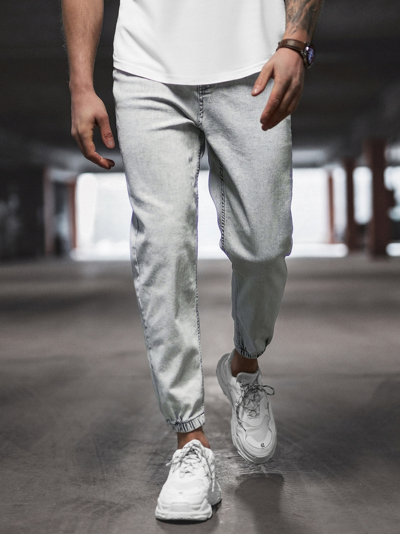 Spodnie jeansowe joggery męskie szare OZONEE DP/780Z