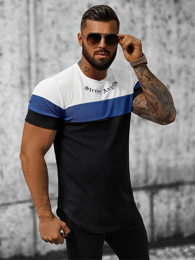 T-Shirt męski czarny OZONEE O/P1163