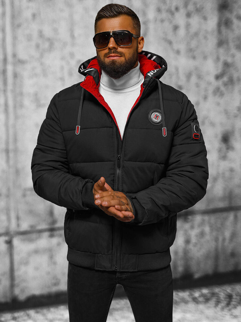 Kurtka zimowa męska pikowana czarna OZONEE JS/84M3029/392